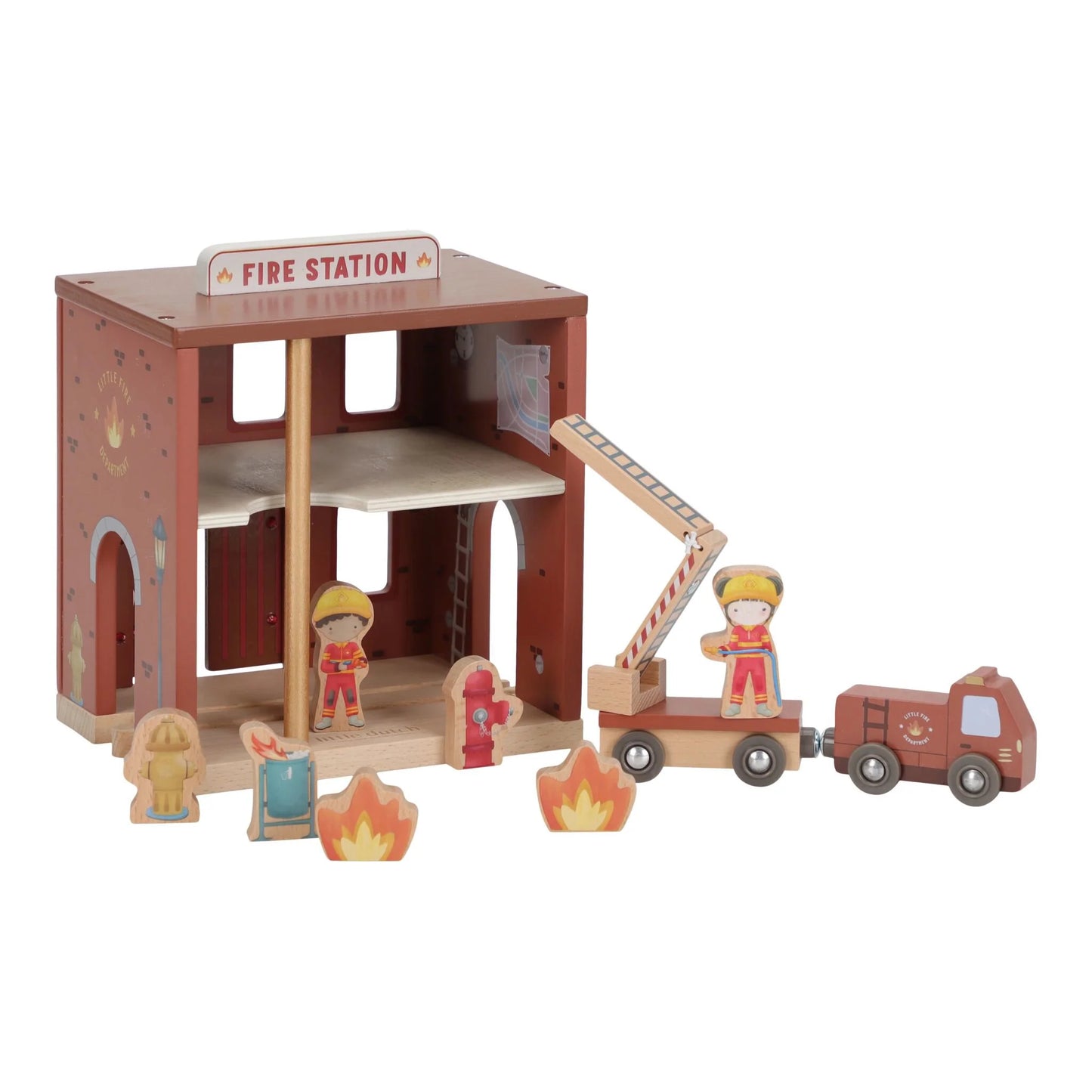 Caserne de pompiers en bois – Rouge – Essentials