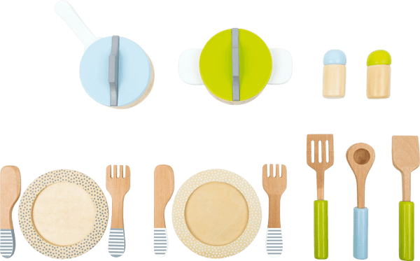 Kit couverts et casseroles en bois