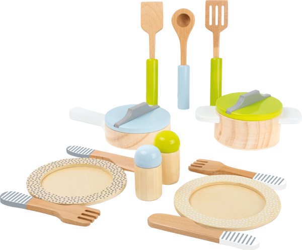 Kit couverts et casseroles en bois