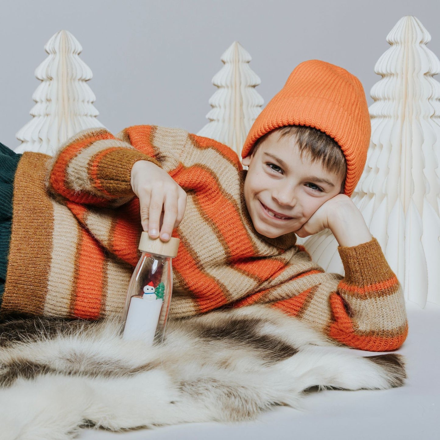 Bouteille d'éveil Winter - Observation et suivi visuel, jouet éducatif sensoriel thème Noël et hiver