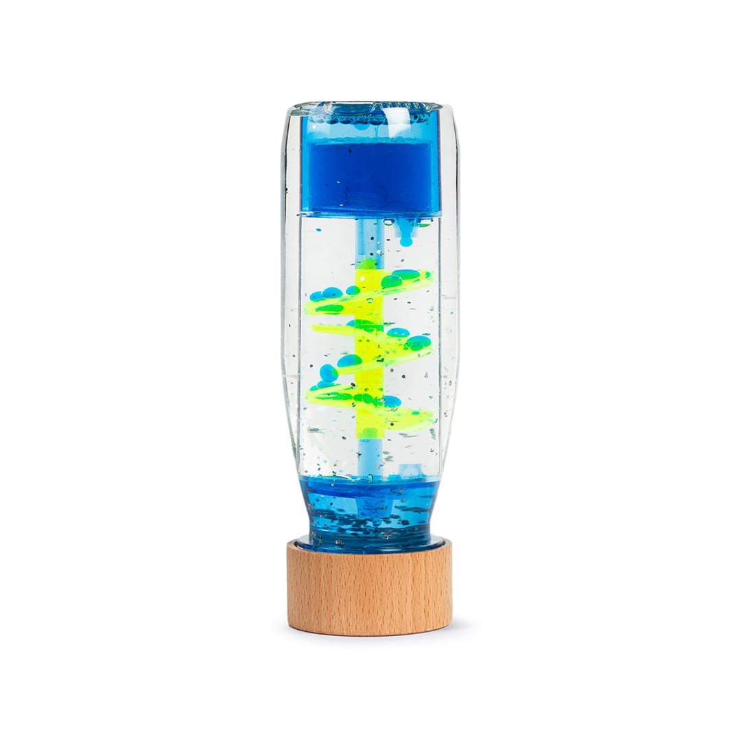 Bouteille sensorielle spirale bleue
