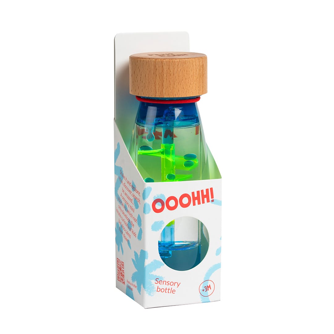 Bouteille sensorielle spirale bleue