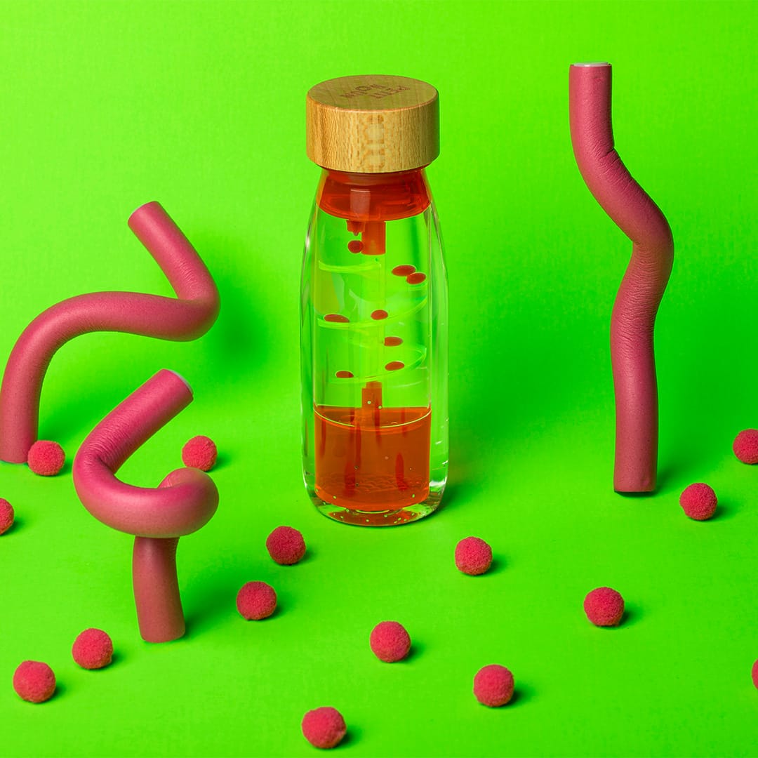 Bouteille sensorielle spirale rose