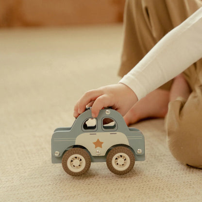 Voiture de police en bois – Bleu – Essentials