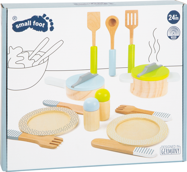 Kit couverts et casseroles en bois