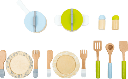Kit couverts et casseroles en bois