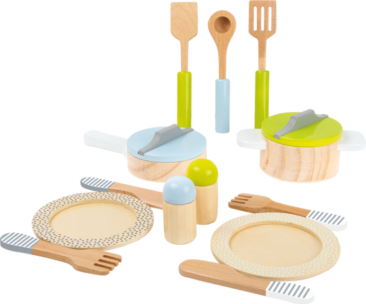 Kit couverts et casseroles en bois