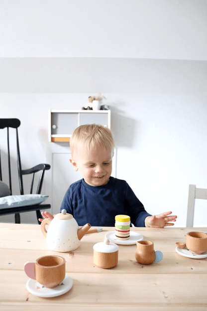 Service à thé en bois