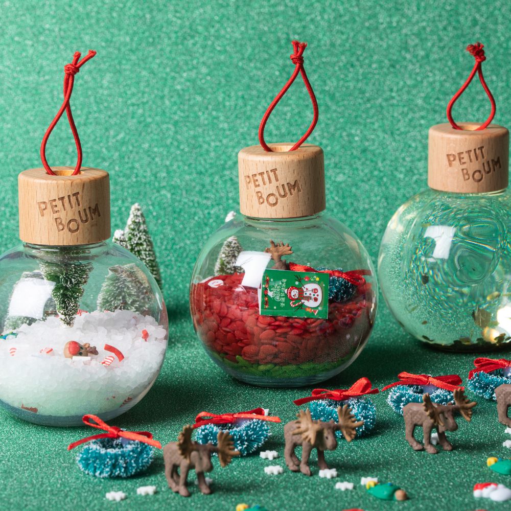 Décoration Noël sensorielle enfant - Boules incassables 7cm, stimulation visuelle et auditive pour tout-petits