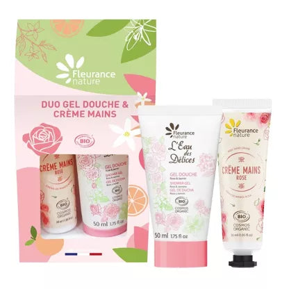 Coffret Duo gel douche et crème mains rose