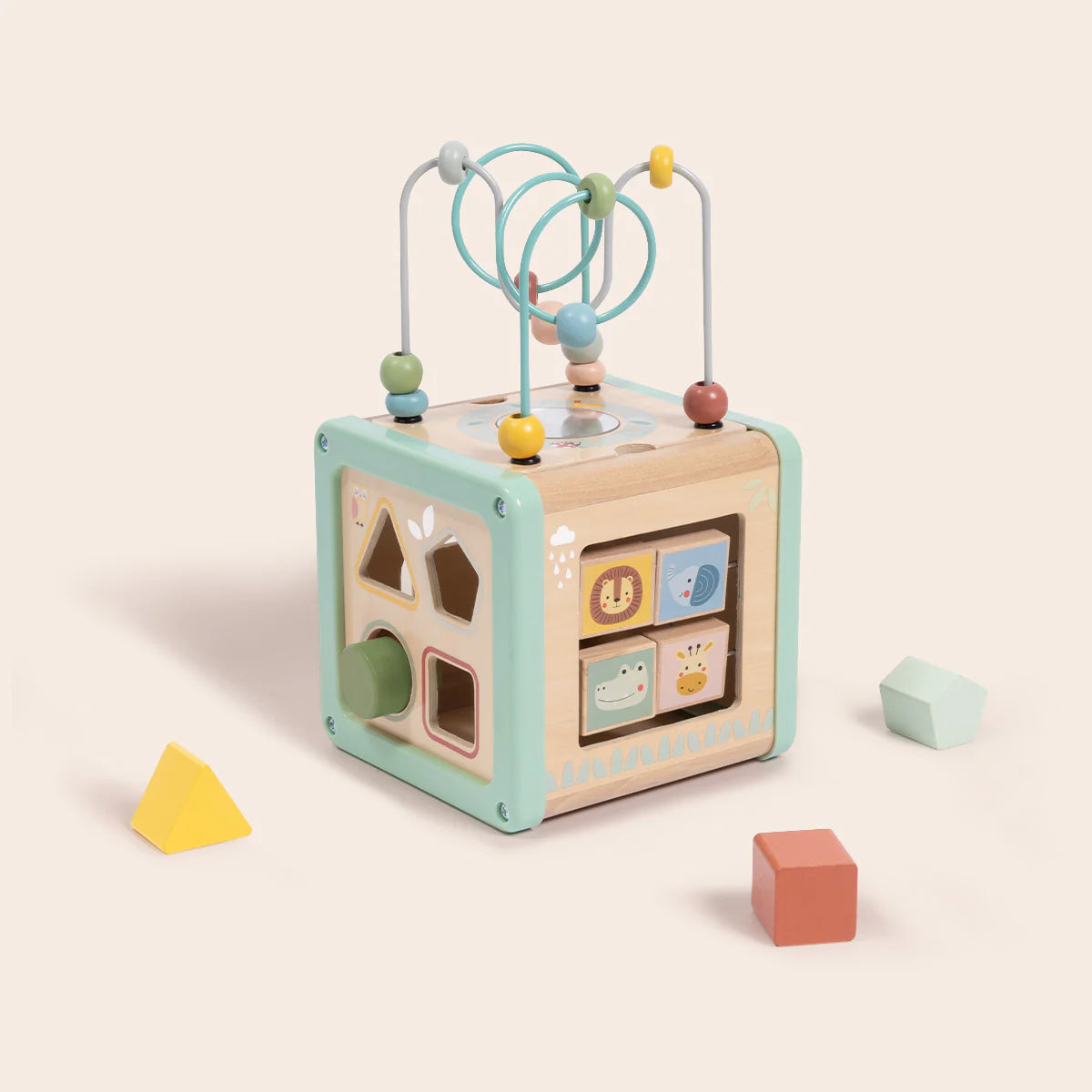 Cube d'activités en bois - Pastel