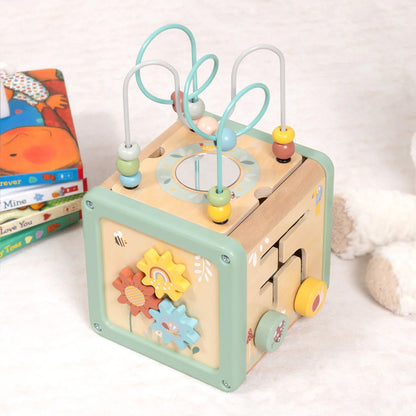 Cube d'activités en bois - Pastel