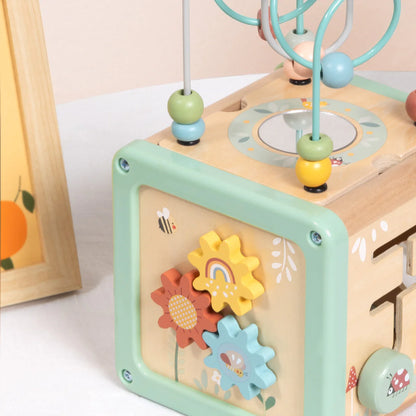 Cube d'activités en bois - Pastel
