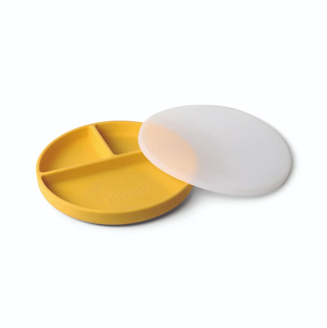 Assiette en silicone jaune avec couvercle