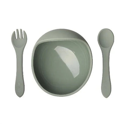 Bol avec ventouse et couverts - Sauge