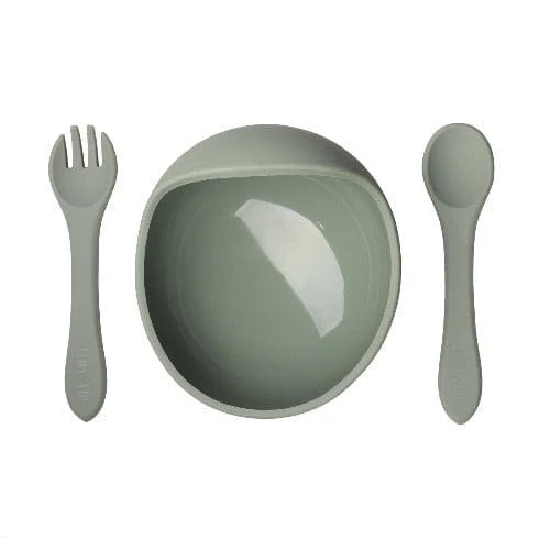 Bol avec ventouse et couverts - Sauge