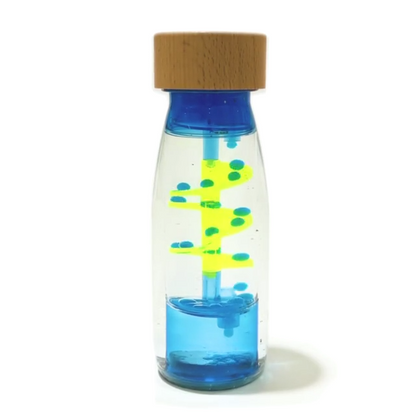 Bouteille sensorielle spirale bleue